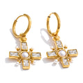 Crystal Cross Drop Earrings