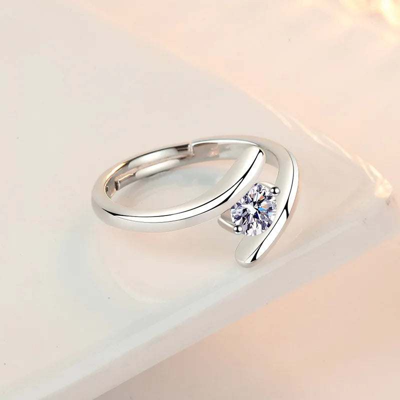 925 Sterling Silver Ring Simple Generous Zircon luxury High Quality For Women Rings Wedding Fine Jewelry Accessories Party Gift